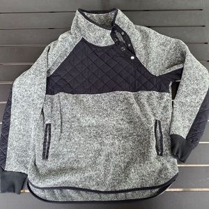 Abercrombie & Fitch Women Asymmetrical Snap-Up Fleece Size Large Black